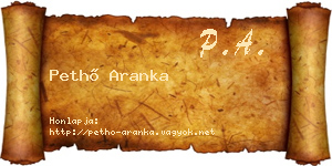 Pethő Aranka névjegykártya