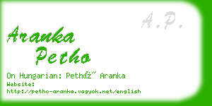 aranka petho business card